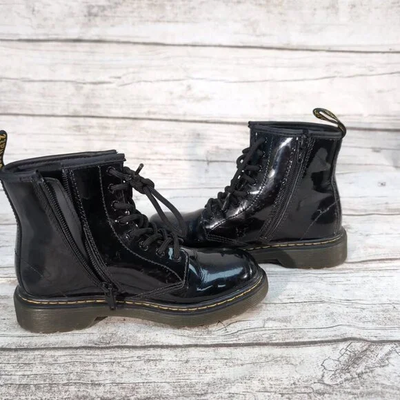 Dr. Martens 1460J Black Patent Leather Combat Boots – Youth Girls Size 2 - Picture 5 of 10